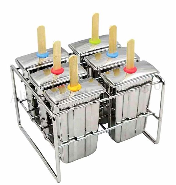 

stainless steel ice lolly popsicle mold ice pops mould home diy ice cream 6pcs/batch more options ing