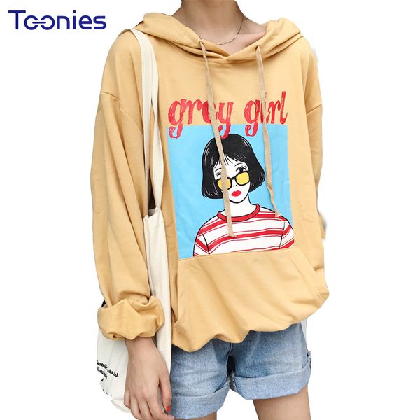 

2018 autumn new arrival long sleeve circular collar cartoon fashion casual korean student oversized harajuku sweatshirt hoodie, Black