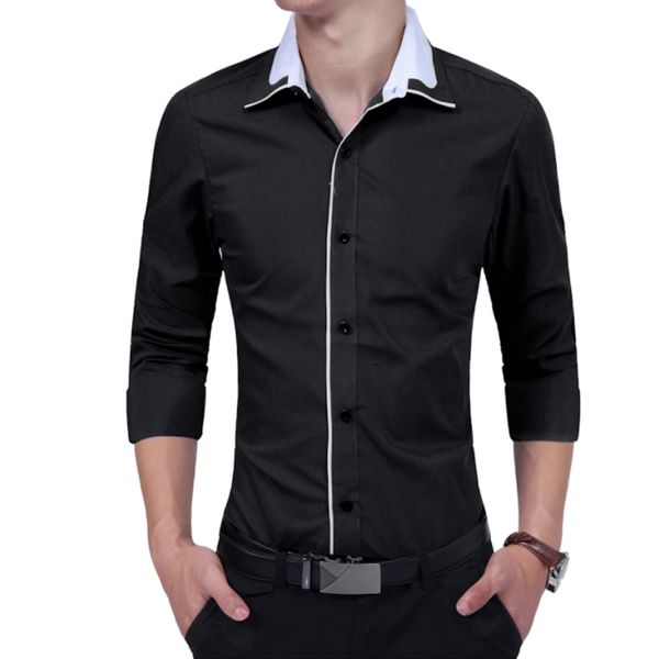 

brand 2018 fashion male shirt long-sleeves simple and clean casual shirt mens dress shirts slim men 3xl, White;black