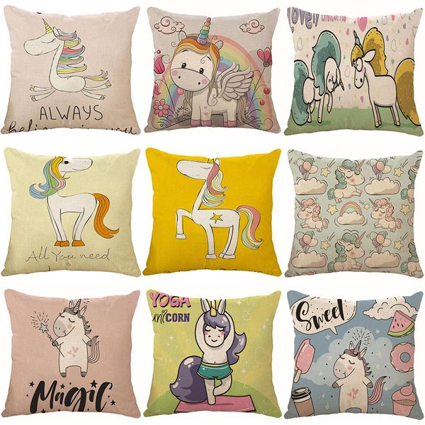 New Lovely Mini Unicorn Style Pillow Case Cushion Cover Home Party