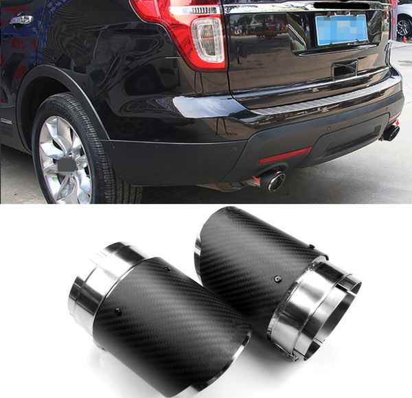 

2.5'' carbon fiber exhaust pipe tail muffler end tip for ford explorer 2016-2018
