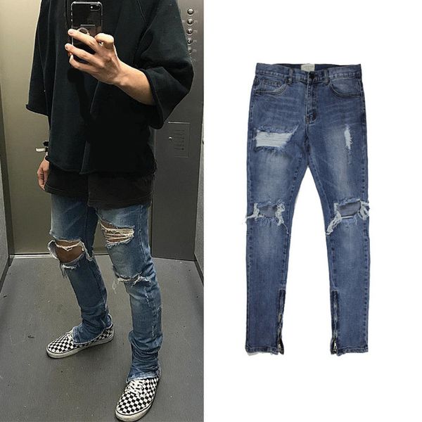 Großhandel 2018 NEW Kanye West Stiefel Jeans Herren Zerrissene Jeans Für Männer Unten Seite Reißverschluss Dünne Blaue 30 36 Von Pulchritude, $80.03 Großhandel 2018 NEW Kanye West Stiefel Jeans Herren Zerrissene Jeans Für Männer Unten Seite Reißverschluss Dünne Blaue 30 36 Von Pulchritude, $80.03