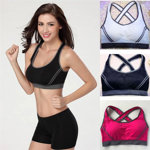 

women fitness bra padded compression sport bra sportswear quick dry elastic crop running yoga ladies, White;black