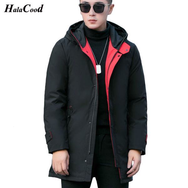 

fashion winter big genuine hooded duck down jackets men warm down coats male casual winter outerwer parkas, Black