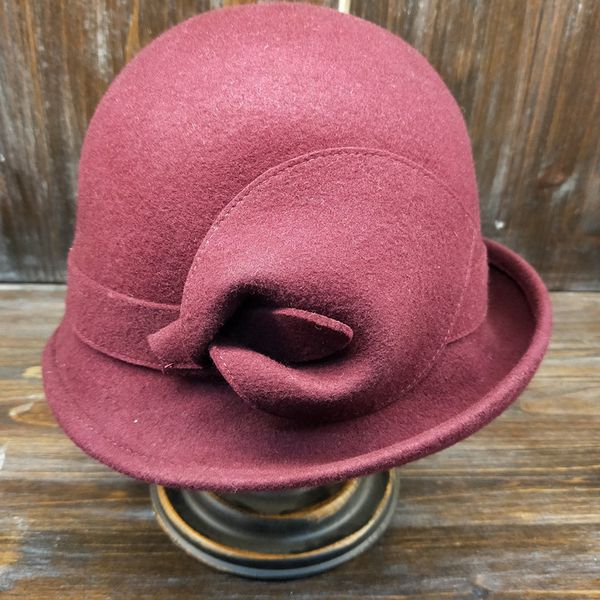 

lady fashion fedoras hat girls autumn winter wool fedora cap female trumpet flower hat woolen basin dome cap adjust b8994, Blue;gray