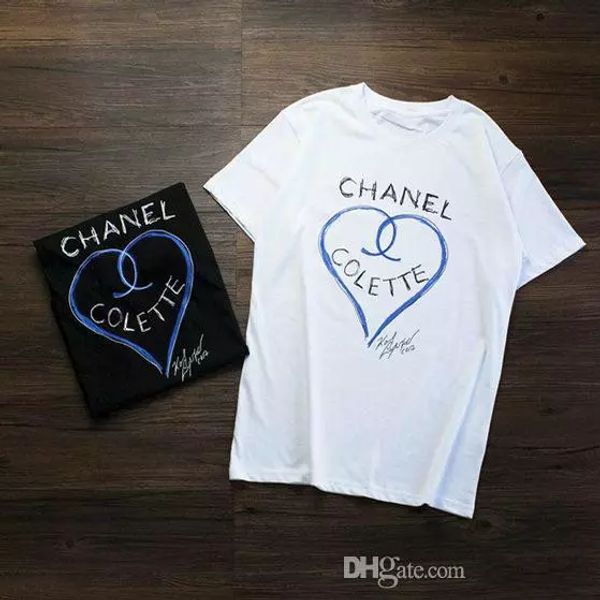 

2018 Luxury Europe Paris High Collaboration Coco Love Heart Граффити Искусство Футболка Мода Мужчины Женщин