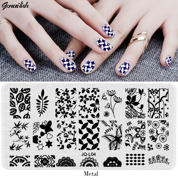 

jql-nail stamping plates stencils for nails art lace flower animal pattern templates for gel polish, White
