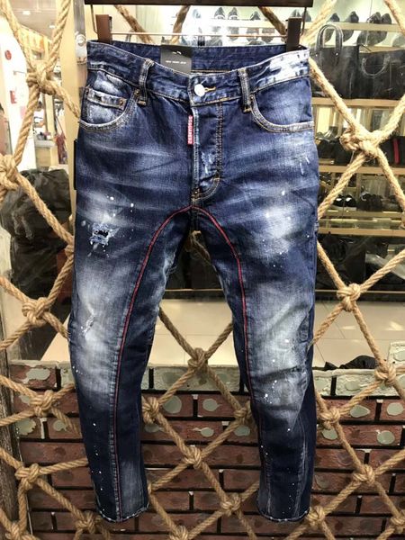 

New tyle brand d men 039 denim jean fa hion cla ic ripped pant hole d2 jean motorcycle men biker jean cau al trou er d9106, Blue