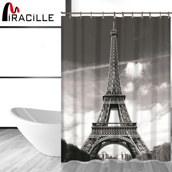 

miracille modern french eiffel tower shower curtain waterproof polyester fabric bathroom curtains home accessory