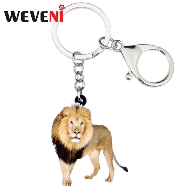 

weveni acrylic elegant walking lion key chains keychain rings jungle animal jewelry for women girls ladies handbag charms gift, Silver