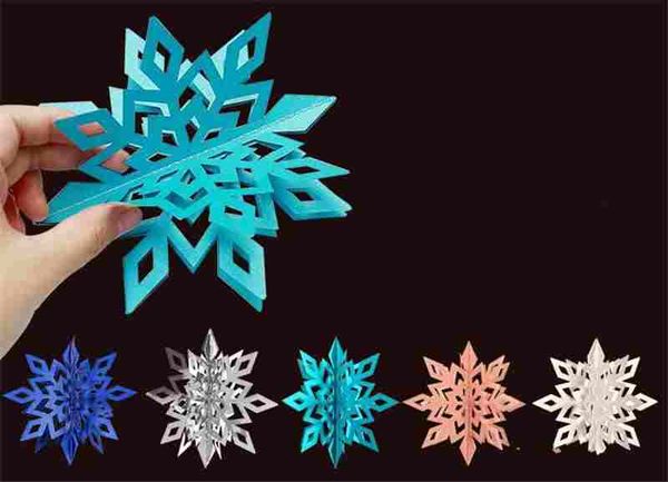 Acquista 6 Pezzi Set Cartone 3d Hollow Fiocco Di Neve Ornamenti Appesi Decorazioni Di Natale Di Capodanno La Decorazione Di Casa A 242 Dal