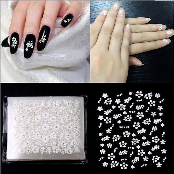 

30 sheets 3d mixed flowers design nail art stickers white adhesive nail tips decals diy decorations manicure tools, Black