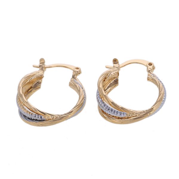 

two tone bonded spiral twist hoop stud earrings african dubai india earring, Silver