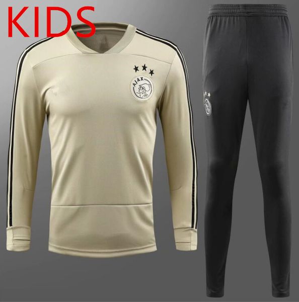 

high quality Survetement football 2018 2019 KIDS Camisetas voetbal tenues trainingspak Beige yellow city Ajax long sleeve soccer tracksuits