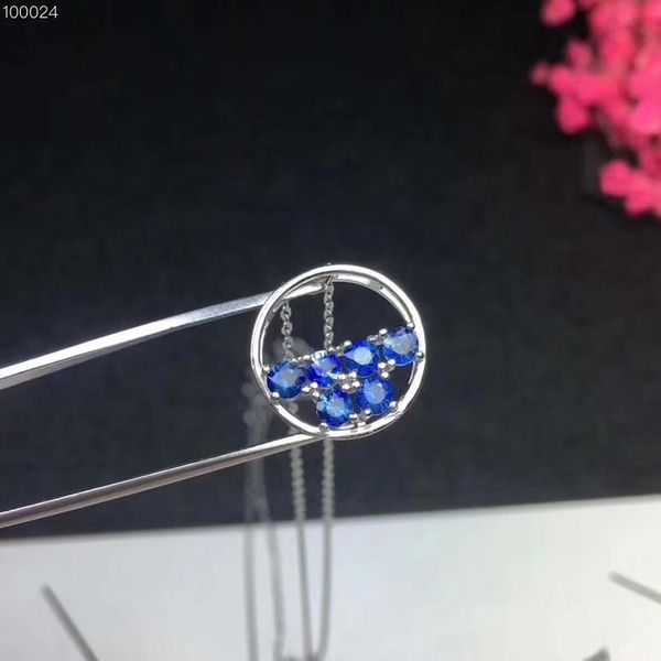 

fashion cute circle natural blue sapphire gem necklace natural gemstone pendant necklace s925 silver women party gift jewelery