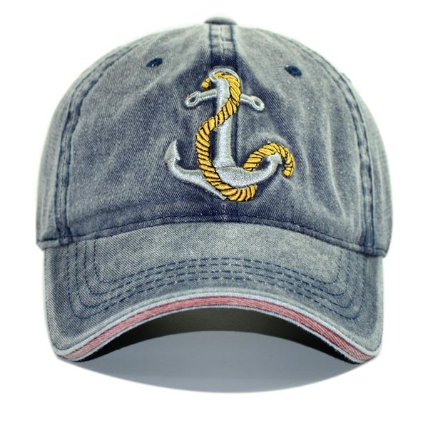 

washed cotton baseball cap for men anchor embroidered dad hat snapbacks women adjustable black/navy/dark red, Blue;gray