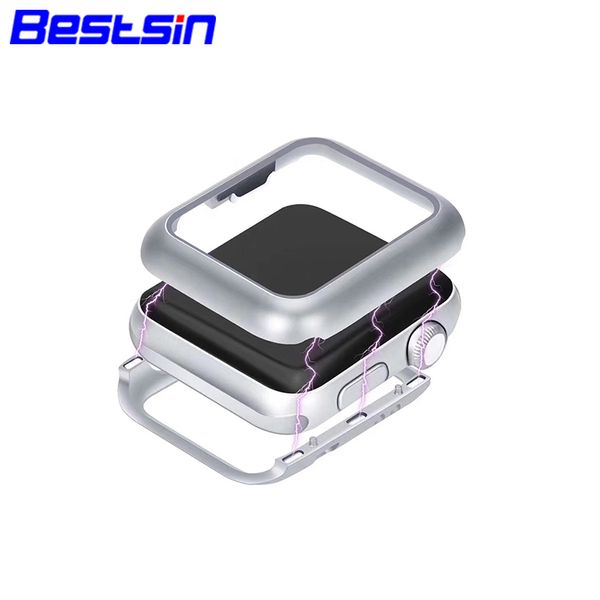 

Bestsin магнитная адсорбция алюминиевая рама встроенный магнит металлический защитный чехол для Apple Watch Series 1 2 3 4 38 мм и 42 мм