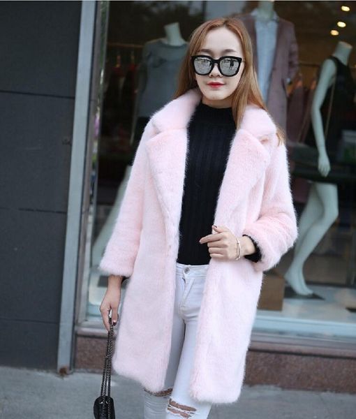 

new elegant fake fur fashionable women's winter fake fur women's warm artificial foxy coat ladies woman, Black