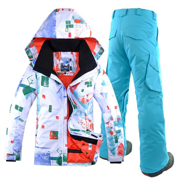 

gsou snow men ski suit snowboard jacket pant windproof waterproof breathable thermal male outdoor sport wear skiing snowboard
