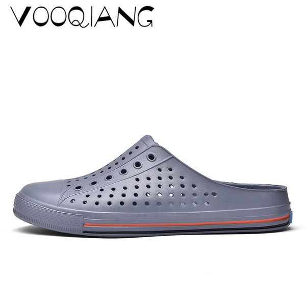 

2018 summer massage slippers sandals men sandals stripe hollow hole out breathable waterproof beach slippers flip flops, Black