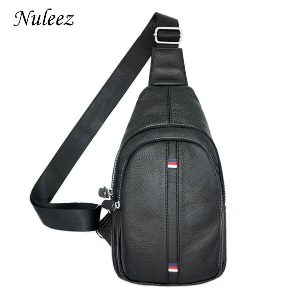 

nuleez men's breast bag chest bag genuine leather layer leather shoulder large capacity 2018 good quality popular