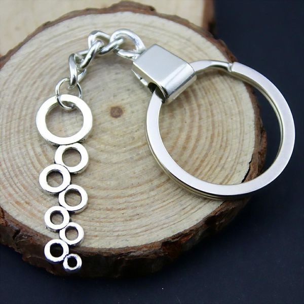 

6 pieces key chain женщины кольца для ключей автомобиля брелок для ключей круги разъем 37x11mm, Slivery;golden