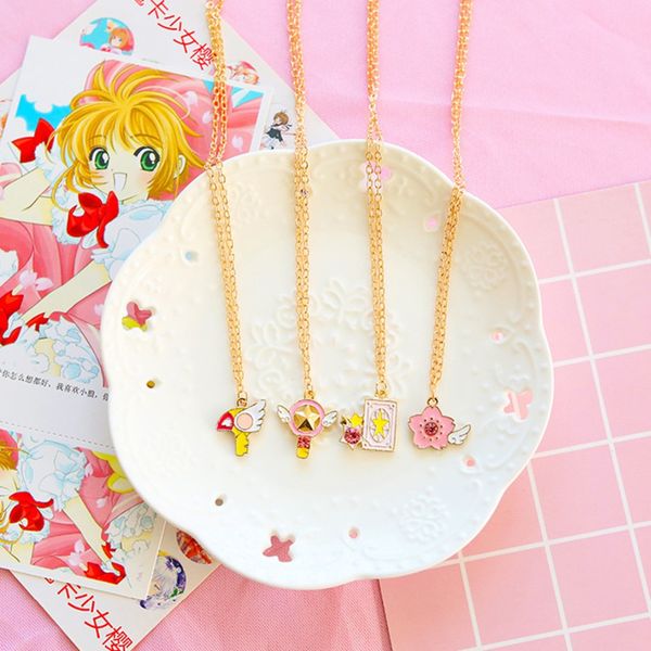 Acheter Dessin Animé Japonais Cardcaptor Sakura Pendentif Collier étoile Ailes De Fleurs De Cerisier Mode Drôle Mignon Cosplay Collana Donna Kettingen
