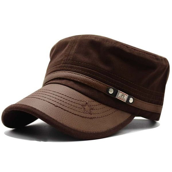 peaked leather cap