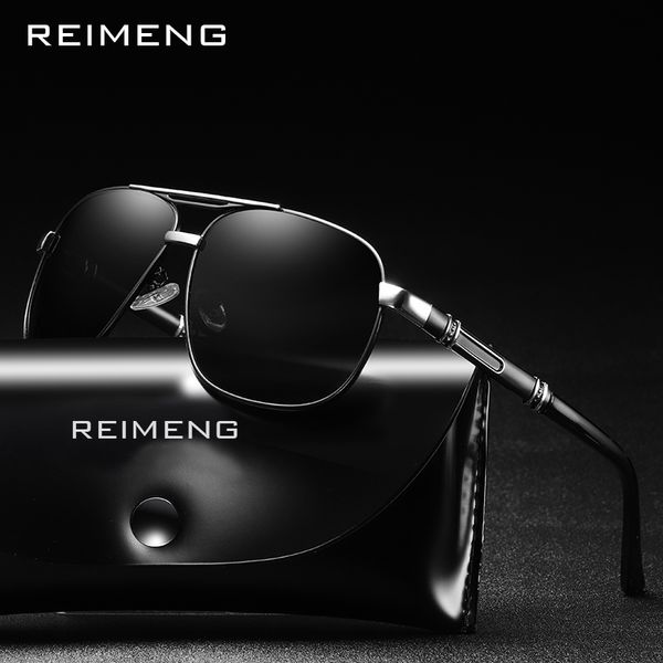 

reimeng brand desige 2018 alloy polarized sunglasses vintage men fashion pilot goggle eyewear driving sun glasses uv400, White;black