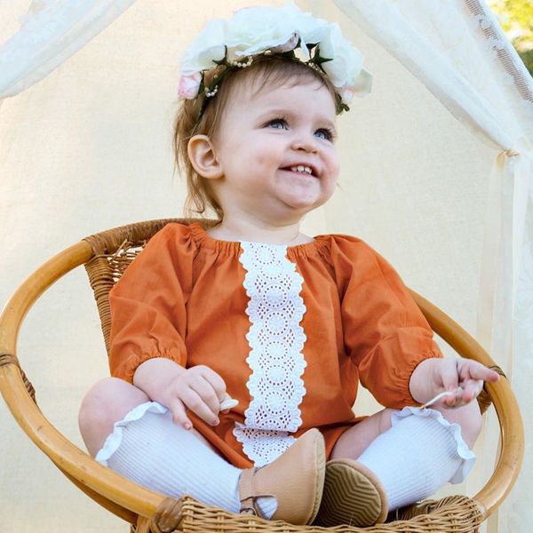 

baby girl bodysuits jumpsuits toddler clothing new born baby girl onesie 2018 autumn funny long sleeve lace outfit clothes new, Blue
