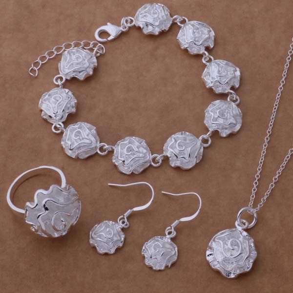 

as196 925 sterling silver jewelry sets bracelet 023 + necklace 301 + earring 288 ring 286 /ahwaizda aojajfqa