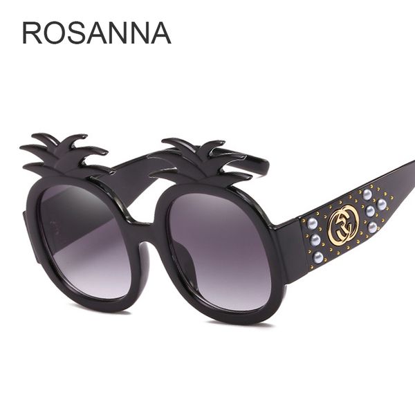 

rosanna pineapple frame shiny rhinestones sunglasses women 2018 summer style crystal decoration oversized female shades r996, White;black