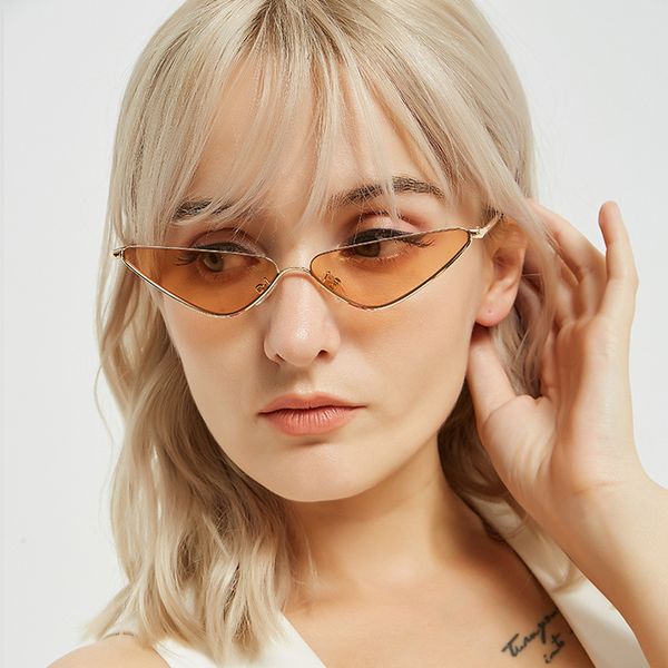 

anedf cat eye sunglasses women 2018 new brand designer semi-rimless eyewear female small metal frame oculos uv400 sun glasses, White;black