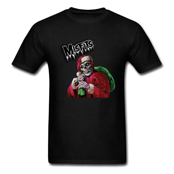 Misfit 2018 Halloween Weihnachten Schwarz T-shirt Für Männer Schädel Santa Claus Druck Männlich Einzigartiges Design Cartoon T Shirt Lustig