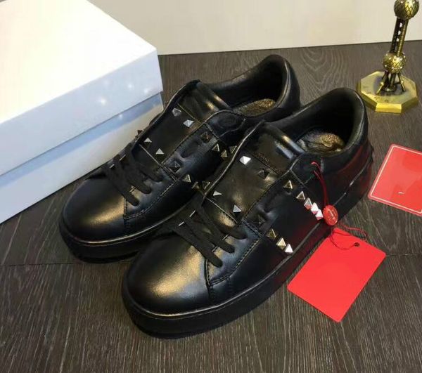 

fashion skateboarding shoes spikes lady comfort casual dress shoe mens sport sneaker leather personality womens metal spike footwear tennis, Black