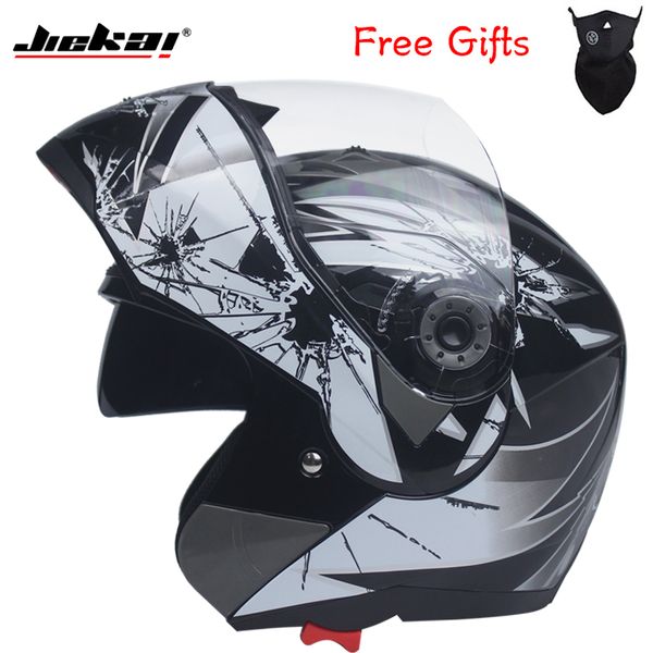 

2018 latest flip motorcycle helmet/motor racing double visor helmet/car racing full face safety helmet/dot approved jiekai-105