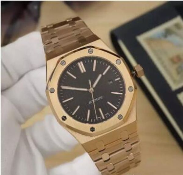 

рождественские подарки роскошные мужские часы из 18-каратного золота с ремешком из нержавеющей стали с автоматическим механическим механизмо, Slivery;brown