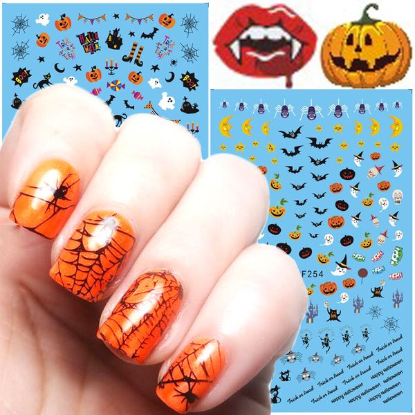 2018 Fashion Nail Art Sticker Nail Art 10 STYLES Halloween Pumpkins Winter Christmas Snowflake Bear Nails 3D Adhesive Stickers 12.2cm*7.5cm Pretty
