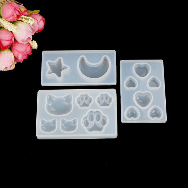

1pcs diy resin pendant necklace pendant mold resin molds cat cat claw moon star heart liquid silicone mold