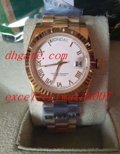 

original box papers + asia 2813 movement 36mm white dial calendar day date roman numerals automatic men's and women's neutral watc, Slivery;brown