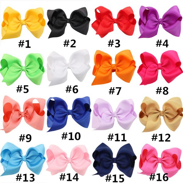 

baby large grosgrain ribbon bow hairpin clips girls large bowknot barrette kids hair boutique bows children hair accessories lc694, Slivery;white