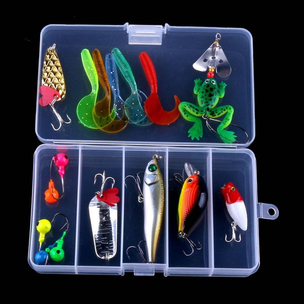 

lenpaby 16pcs hard fishing lure set assorted bass fishing lure kit colorful minnow popper crank rattlin vib