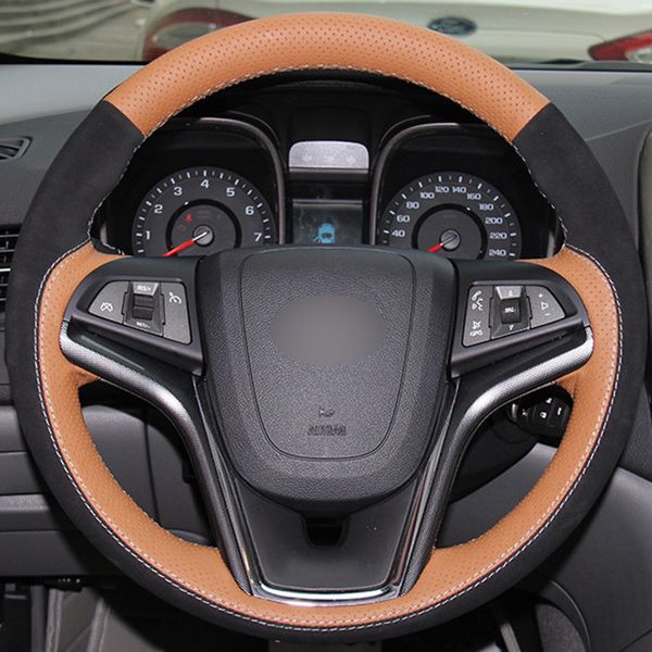 

leather steering wheel hand-stitch on wrap cover for chevrolet malibu 2011