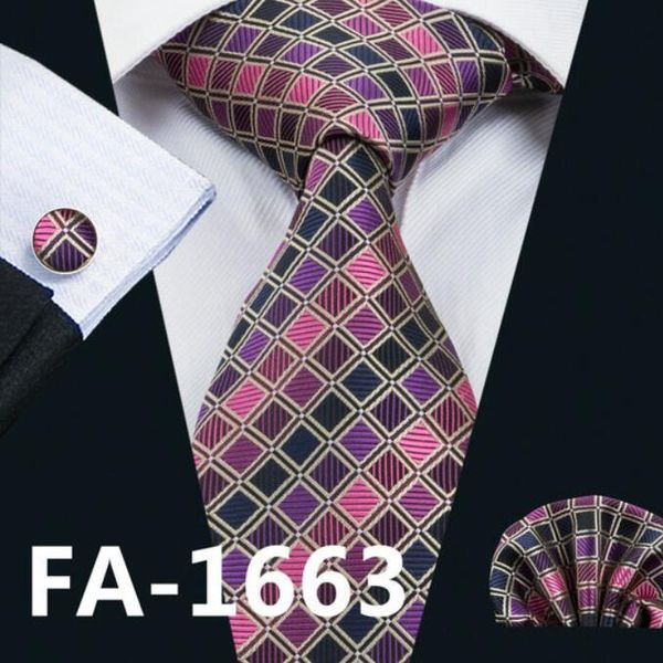 

desinger ties for men blue striped silk classic jacquard woven tie hanky cufflinks set for business wedding party ing, Blue;purple