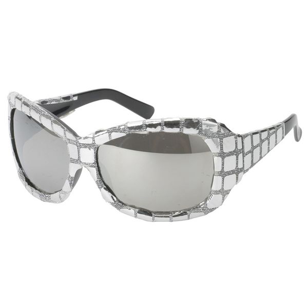 

sunglasses silver reflective bright lens flash coating funny spectacles bar club prom party carnival singer glasses h5, White;black