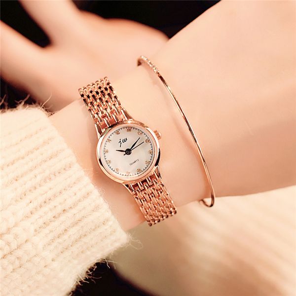 

women's fashion gold watches stainless steel quartz bracelet watch women rhinestone female clock gifts dropship-30, Slivery;brown