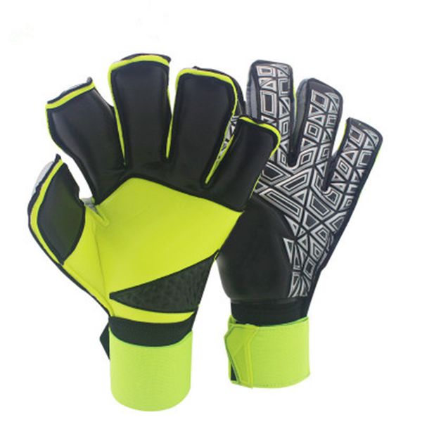 

full emulsion goalkeeper gloves finger protection professional men football gloves adults thicker goalie soccer sports gloves quality, Black