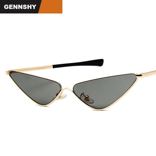 

2018 retro triangle sunglasses men cool fashion small metal sunglasses gold frame transparent driving ing, White;black