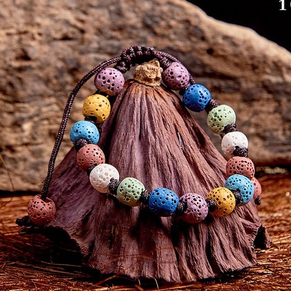 

8 styles fashion bohemian lava stone multicolor bracelets bangles for women jewelry silver plated essential oil diffuser bracelet, Golden;silver