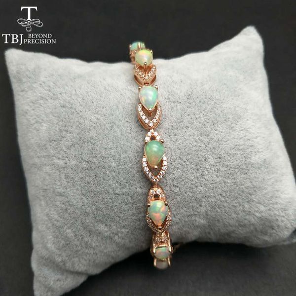 

tbj,nautral 3.2ct ethiopian opal gemstone bracelet in 925 sterling silver gemstone jewelry for girls with gift box, Golden;silver